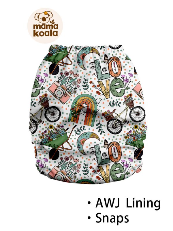 Mama Koala Pocketwindel Größe Onesize Motiv bicycle love- Stoffwindel